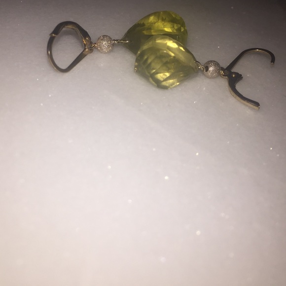 Yellow quartz drop earrings 14/20 GF lever backs - Picture 2 of 5